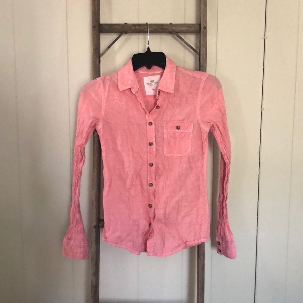 RED + WHITE GINGHAM BUTTON DOWN SIZE 2/S